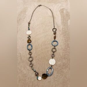Lia Sophia Victoria Necklace with Silver, Blue and Amber Colors
